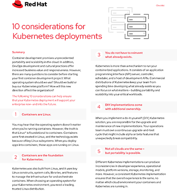 10 considerations for Kubernetes deployments
