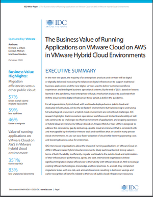 The Business Value of Running Applications on VMware Cloud on AWSin VMware Hybrid Cloud Environments