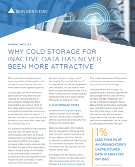 Why Cold Storage For Inactive Data Has Never Been More Attractive